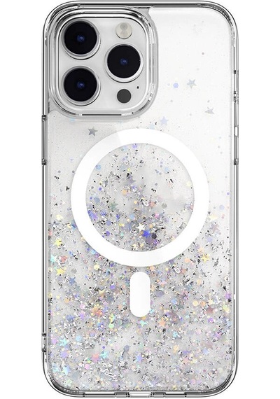 Apple Uyumlu iPhone 14 Pro Max Kılıf M-safe Şarj Özellikli Parlayan Simli Şeffaf Lisanslı Switcheasy Starfi Renksiz
