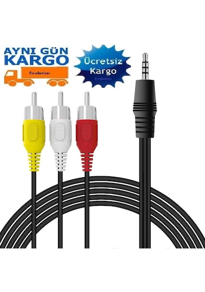 4824 3.5 Mm Stereo To 3 Rca Dişi Tos Çevirici Dönüştürücü Ses Kablosu With Rca Cable