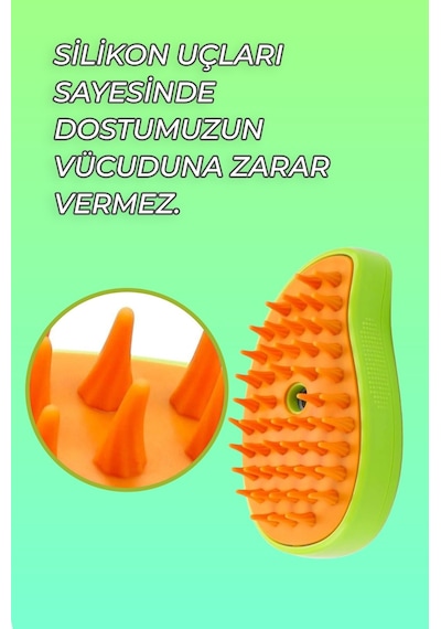 Novashıp Buharlı Kedi Köpek Tarağı Kedi Yıkama Fırçası Köpek Tarağı Sarı & Yeşil