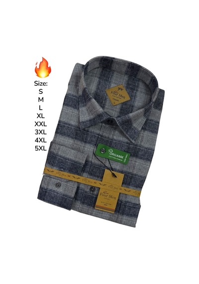 Eren Style Flanel Kışlık Pamuklu Tek Cepli Düğmeli Yaka Gömlek Regular Kalıp Gri