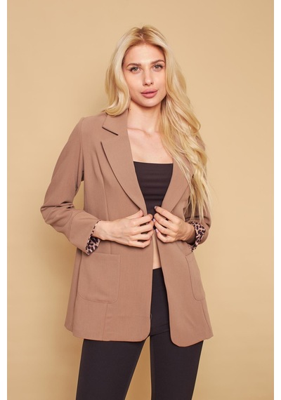 Yakalı Cepli Uzun Kol Kolu İsterse Katlanabilen Pamuklu Kumaş Blazer Ofis Ceket-açık Vizon A.vızon Yakalı Cepli Uzun Kol Kolu İsterse Katlanabilen Pamuklu Kumaş Blazer Ofis Ceket-açık Vizon A.vızon
