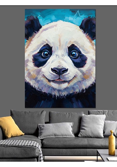 Karizma Tablo Çiçekli Su Altı Panda Dekoratif Kanvas - Mdf Ahşap Tablo