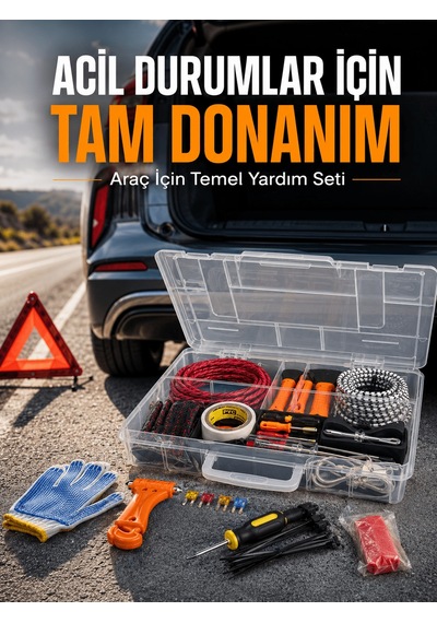 27 Parça Profesyonel Oto Acil Durum Ve Araç Yardım Ekipman Seti T
