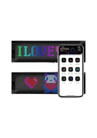 Hubrendy Tekno Led Matrix Bluetooth Bağlantılı Araç Camına Uygun Pixsel Görünümlü 16x96 Pixel Diğer