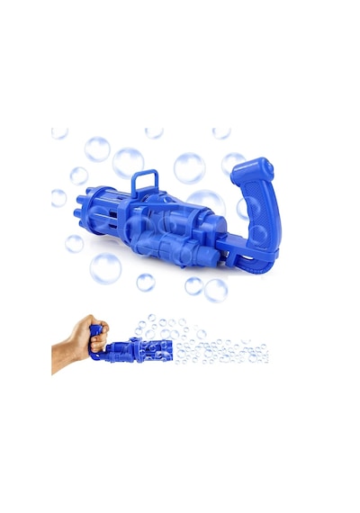 Mavi Çoklu Köpük Atan Köpük Tabancası Blue Bubbles Gun Bandırmalı Pilli Baloncuk Tabancası 20x7 Cm