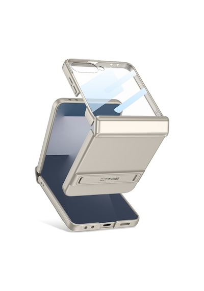Zore Galaxy Z Flip 7 Kılıf Zore Kıpta Standlı Kapak - Gümüş