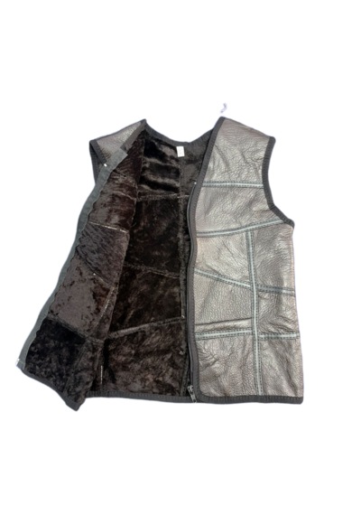 Ln Leather Özel Üretim Patchwork -süet Gerçek Deri Çocuk Yelek 2-3 Yaş Kahve