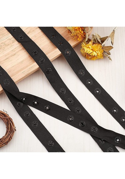 3lü Badi Çıtçıt Şerit- 1 Metre-siyah