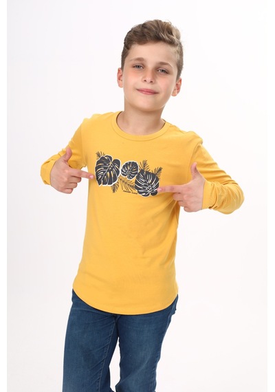Toontoy Kids Toontoy Erkek Çocuk Baskılı Tişört Hardal