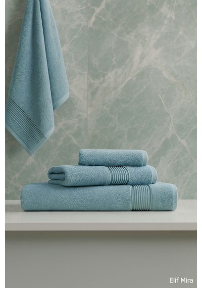 3 Parça Banyo Havlu Seti Pamuklu Günlük Kullanım Basic Mint