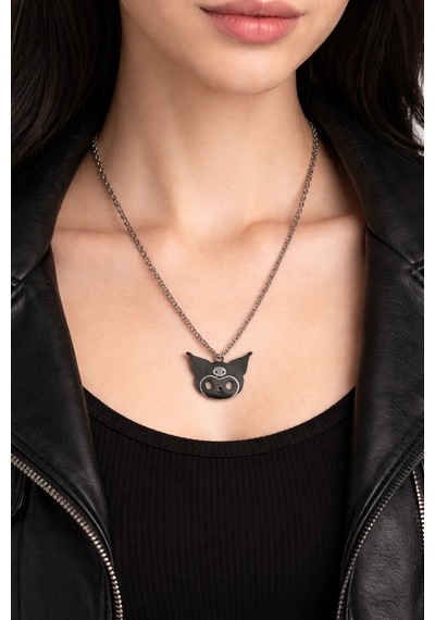 Unisex Kurukafa Kedi Figürlü Metal Kolye Gümüş Renk 60 Cm Çok renkli