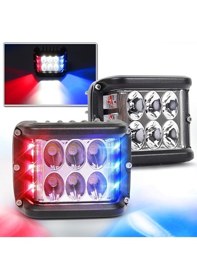 Space Offroad Sis Lambası Beyaz-Kırmızı-Mavi 12 Led 36W Çift / Lass319-1