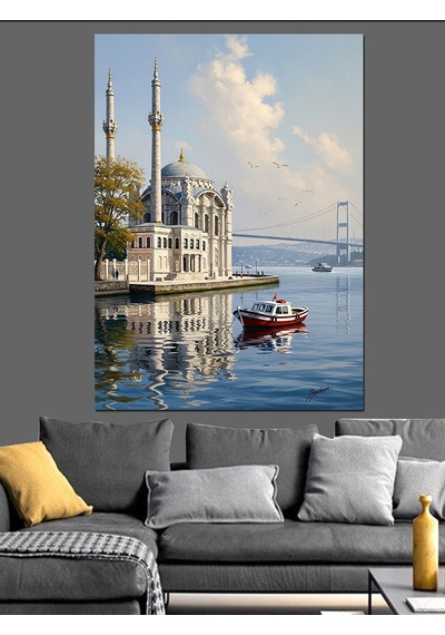 Ahşap Tablo Ortaköy Camii İstanbul Manzarası