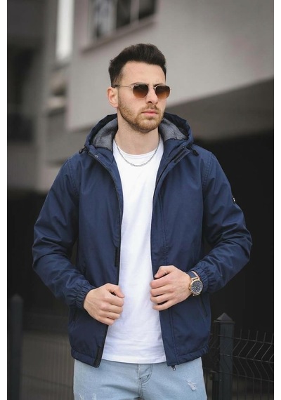 Oksit Hilti Ken Slim Fit Kapüşonlu Su İtici Mevsimlik Mont Lacivert