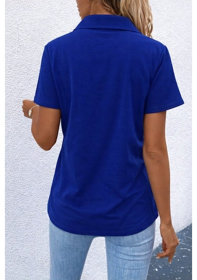 Veraura Lifestyle Kadın Kısa Kollu Ceket Yaka Önü Fermuarlı Cep Detay Kısa Kol Ithal Krep Bluz Saks Mavi Veraura Lifestyle Kadın Kısa Kollu Ceket Yaka Önü Fermuarlı Cep Detay Kısa Kol Ithal Krep Bluz Saks Mavi