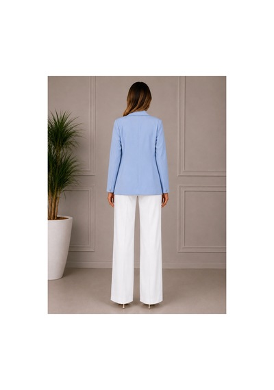 Gül&can Butik Kadın Bebe Mavisi Çift Düğmeli Blazer Ceket Mavi