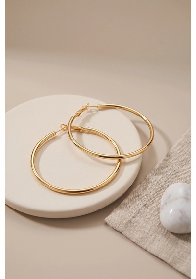 316l Çelik Gold Renk 46 Mm Halka Küpe Çok Renkli