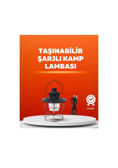 4 Fonksiyonlu Dekoratif Kamp Lambası - Tungsten Ampul Usb Çıkışlı Çok Renkli