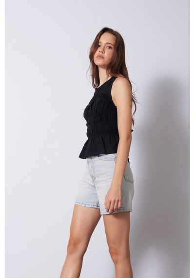 Sırt Detaylı Dantelli Top Sıyah