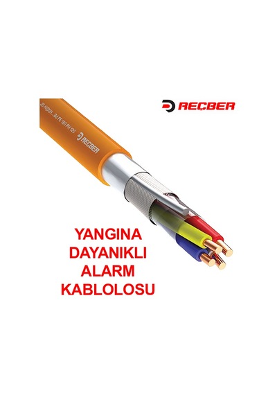Reçber 1 2 0.8 Mm+0.80 Mm Fe180 Yangına Dayanıklı Yangın Alarm Kablosu 500 M
