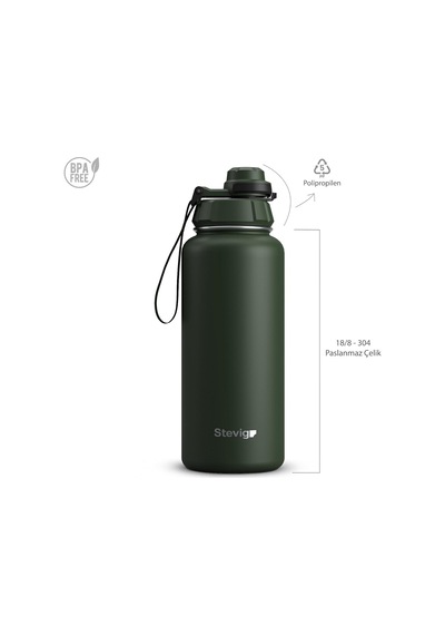 Stevig 1 Hand Leak-proof Sızdırmaz Çelik Termos 1000 Ml Green St-215 Çok Renkli