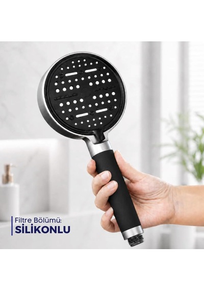 2 Li Set Silikon Tutamaçlı 6 Fonksiyonlu Filtreli Duş Başlığı + 10 Adet Yedek Filtre Toplam 11 Filtre