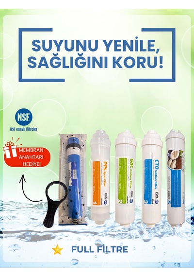 Nsf Onaylı 5'li Su Arıtma Filtresi Full Set+ Dirsek  5'Li Filtre