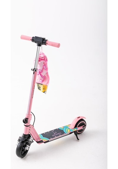 Mini Bonito Çocuk Katlanabilir, Led Işıklı, Amortisörlü Elektrikli Scooter Ayarlanabilir Direksiyonlu Dizlik Ve Dirseklik Hediyedir Pembe