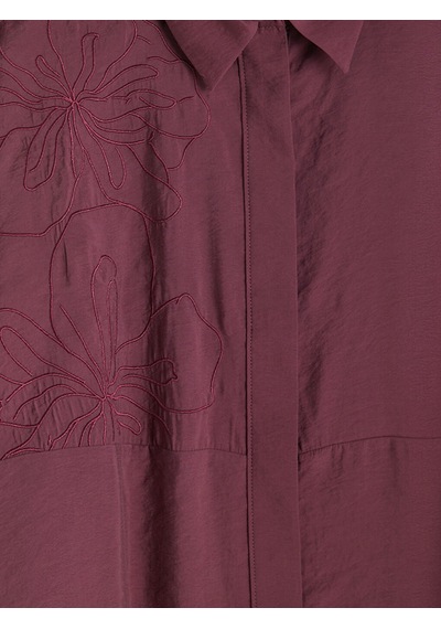 Lcw Modest Bordo Nakışlı Modal Karışımlı Kadın Gömlek Tunik