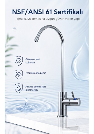 Ncps803cp-l Nsf Sertifikalı Led Li Krom Su Arıtma Musluğu Gümüş