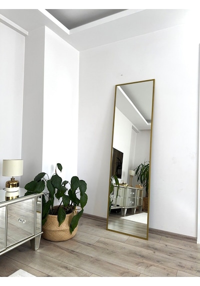 Effe Gold Metal Çerçeveli Ayaklı 180x50 Boy Aynası