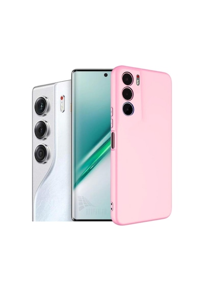 Tecno Camon 40 Pro 5G CM7 Uyumlu Silikon Kılıf - Kamera Korumalı Esnek Pastel Renk Kapak-Pembe
