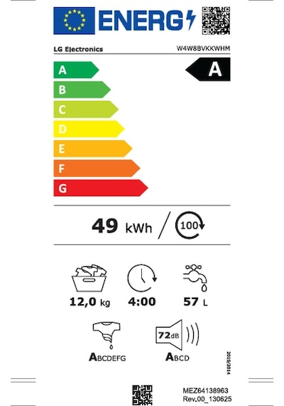 LG W4W8BVKKWHM.ABWPLTK 12 KG Yıkama 10 KG Kurutma 1400 Devir Çamaşır Ve Kurutma Makinesi Beyaz