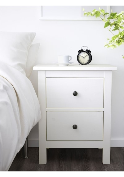 Komodin-şifonyer Hemnes Meridyendukkan Beyaz Vernik, 54x66 Cm 2 Çekmeceli