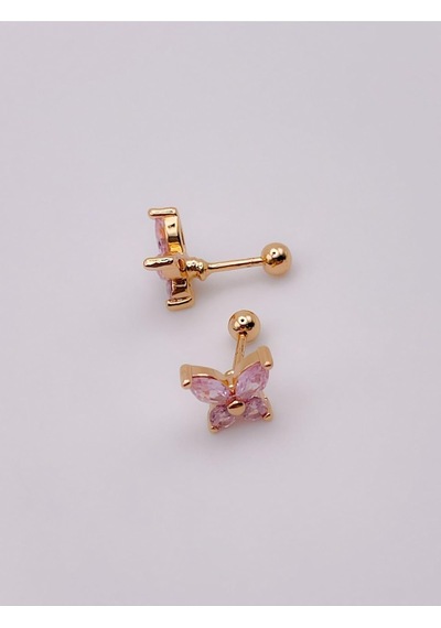 Taşlı Kelebek Figürlü Kıkırdak Helix Tragus Piercing 1adet çok renkli