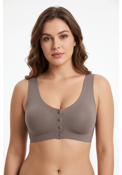 Missvera Kadın Lazer Kesim Önden Çıtçıtlı Pedli Sütyen Bgl-st05636 VİZON