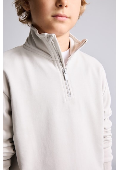 Defacto Oversize Yarım Fermuarlı Dik Yaka Sweatshirt Erkek Çocuk H7132a826augr294 Gri-gr294
