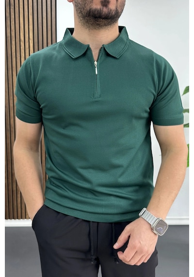 Erkek Polo Yaka Düz Tişört Yeşil Edw455 Yeşil