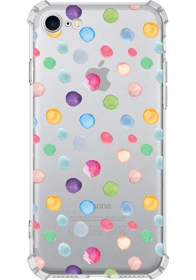 Prinrify Apple Uyumlu iPhone Se 2022 Water Color 6 Baskılı Şeffaf Köşe Korumalı Antişok Kılıf