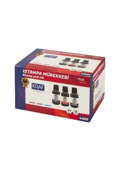 KRAF ISTAMPA MÜREKKEBİ 30CC KIRMIZI 430G (12 Adet)