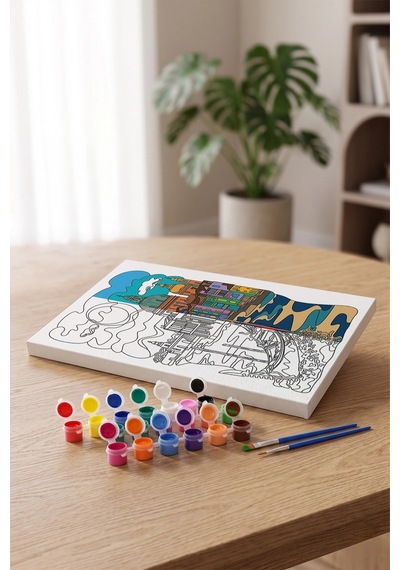 Venedik Manzaralı Mandala Tuval Boyama Seti 40x50 Cm