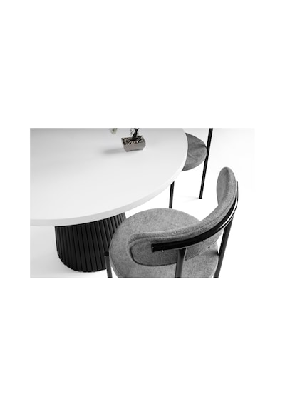Milas Natural Ahşap Bohem Yemek Masası 130x130 Beyaz - Siyah