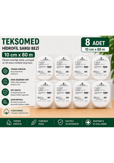 Teksomed 10 Cm 80 M Hidrofil Sargı Bezi 8 Adet