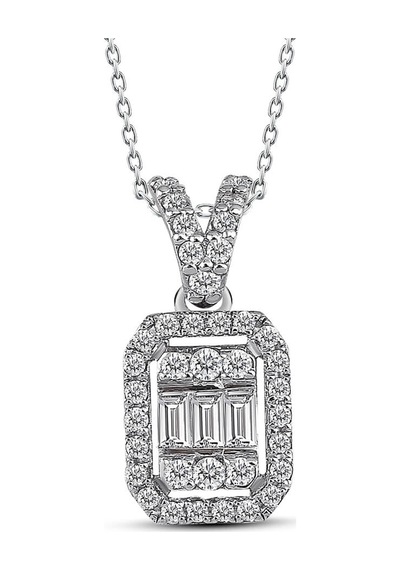 Modern Tasarım 0.20 Ct Baget Kare Tektaş Kolye