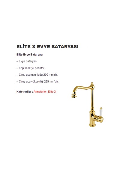 Newarc Elite X Altın Mutfak Eviye Bataryası 130538