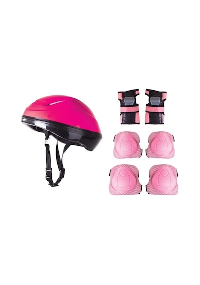 F-sports Kask Dizlik Dirseklik Koruyucu Seti Pembe Renk Pembe