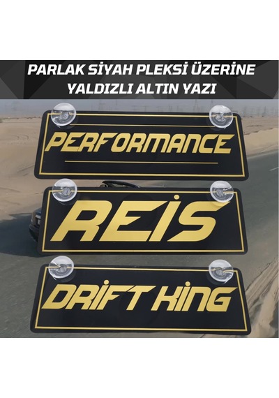 Kişiye Ve Aracınıza Özel 1 Adet Altın Yazılı Vantuzlu Dekor Pleks