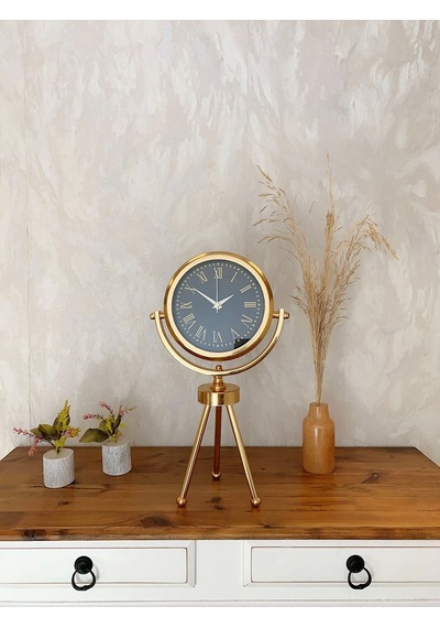 Gold Metal Mini Tripod Sade Masa Saati 45 26 Cm Renkli