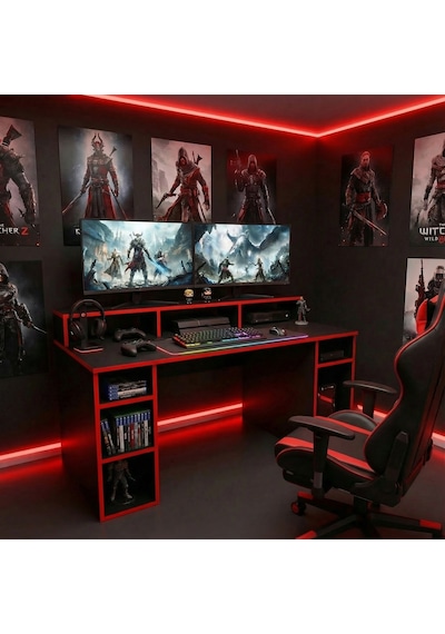 Arena Oyuncu Masası Rgb Işıklı Ledli Uzaktan Kumandalı Siyah