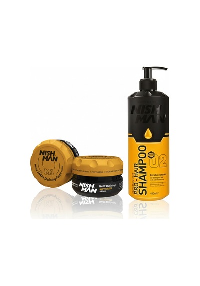 M1 Argan Özlü Mat Görünümlü Wax 100 Ml X 3 Adet/+ 400 Ml Tuzsuz Şampuan Hediye